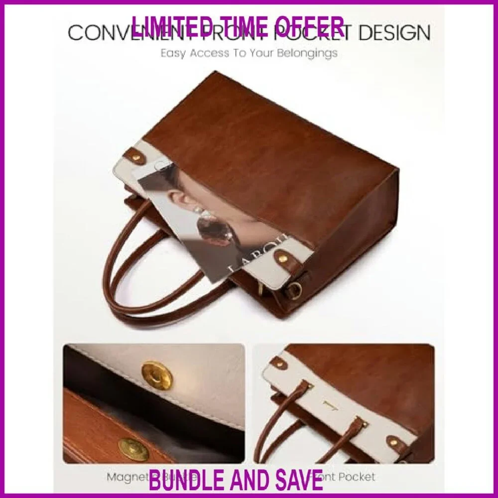 17 Inch Laptop Tote Bag Waterproof Leather Professional Work Briefcase Shoulder